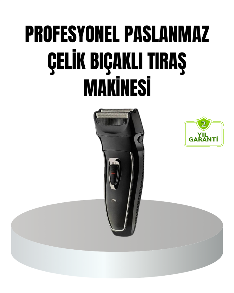 Profesyonel Şarjlı Saç ve Sakal Tıraş Makinesi – Çelik Bıçaklı, Ayarlanabilir Başlıklı, Kablosuz