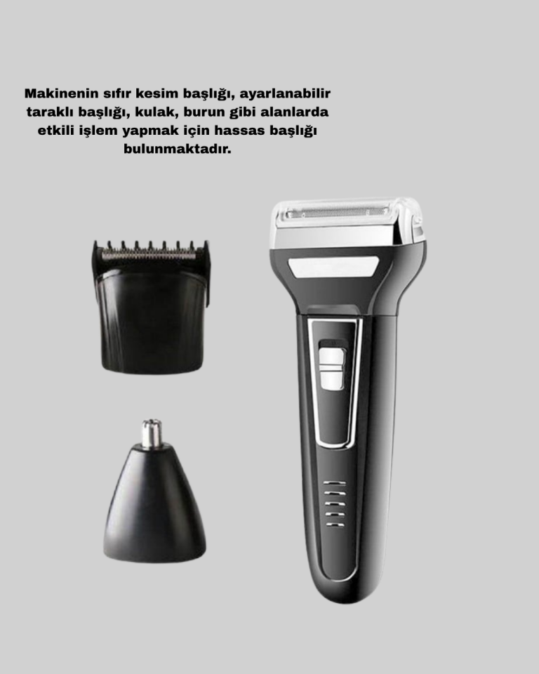 İnsua 3 Başlıklı Profesyonel Tıraş Makinesi – Sıfır Kesim, Hassas Başlık, Güçlü Motor