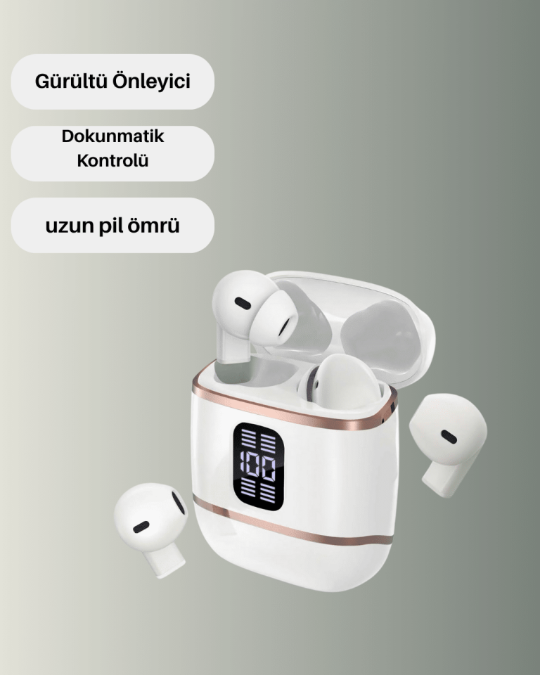 Kulakiçi Bluetooth Kulaklık V5.3 – 4’lü Set, Dijital Ekranlı, Gürültü Engelleme