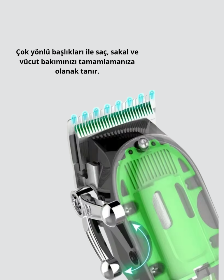 Şarjlı Islak & Kuru Tıraş Makinesi – Saç, Sakal, Burun ve Vücut İçin 4’ü 1 Arada Set