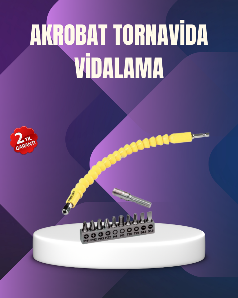 12 Parça Vidalama Uç Seti Akrobat Tasarım Dayanıklı Metal