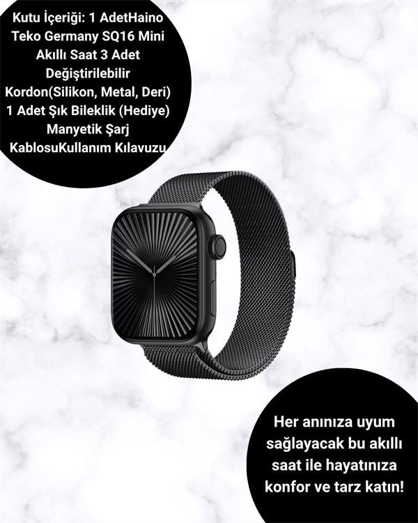 Mini Series 10 Akıllı Saat | 3 Kordon + Bileklik Hediyeli, Tüm Telefonlarla Uyumlu
