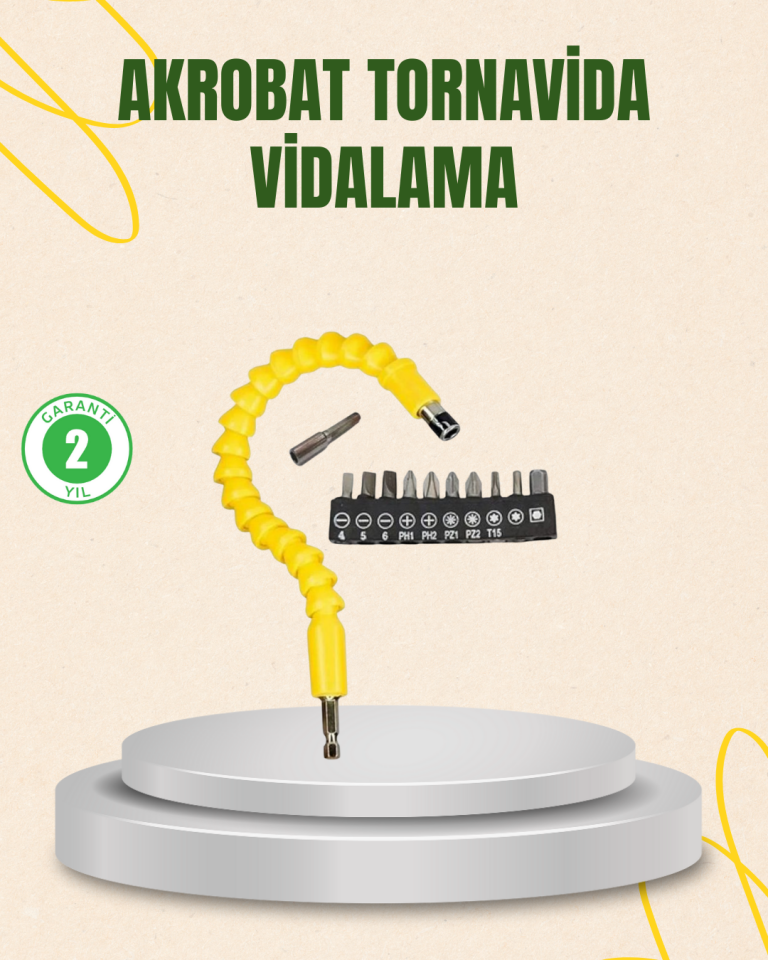 12 Parça Akrobat Vidalama Uç Seti Esnek Dar Alan Kullanım