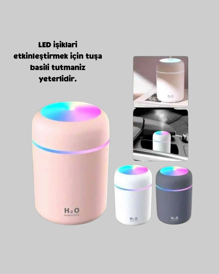 USB Bağlantılı LED Işıklı Hava Nemlendirici – Sessiz ve Kullanıcı Dostu Tasarım