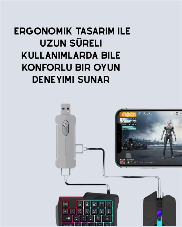 Mobil Oyunlar için Klavye, Mouse ve Dönüştürücü Seti