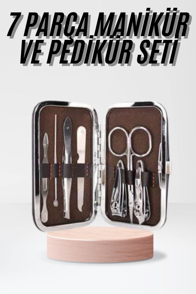 Çantalı 7 Parça Manikür Pedikür Seti Tırnak Makası Cımbız Törpü