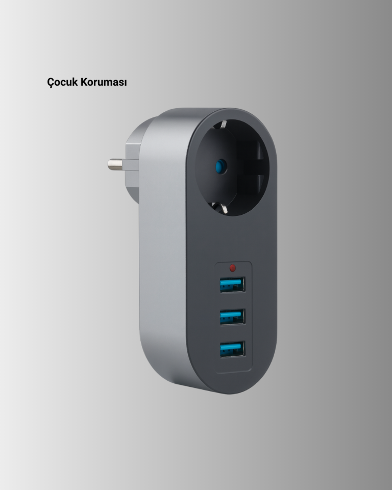 Termal Akım Korumalı 3 USB'li Güvenli Priz – Akıllı Akım Dengeleme