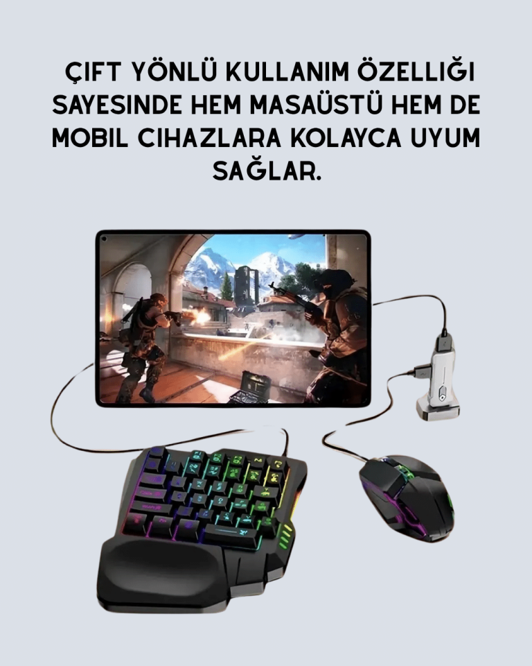 5in1 BT5.3 Mobil Oyun Kiti Klavye Mouse Dönüştürücü Seti