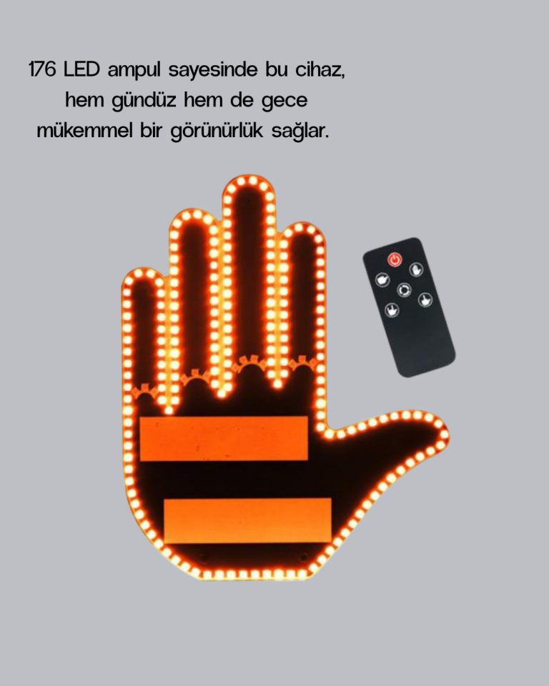 176 LED’li Amber Trafik Uyumlu Sinyal Işığı – El Hareketiyle Kontrol