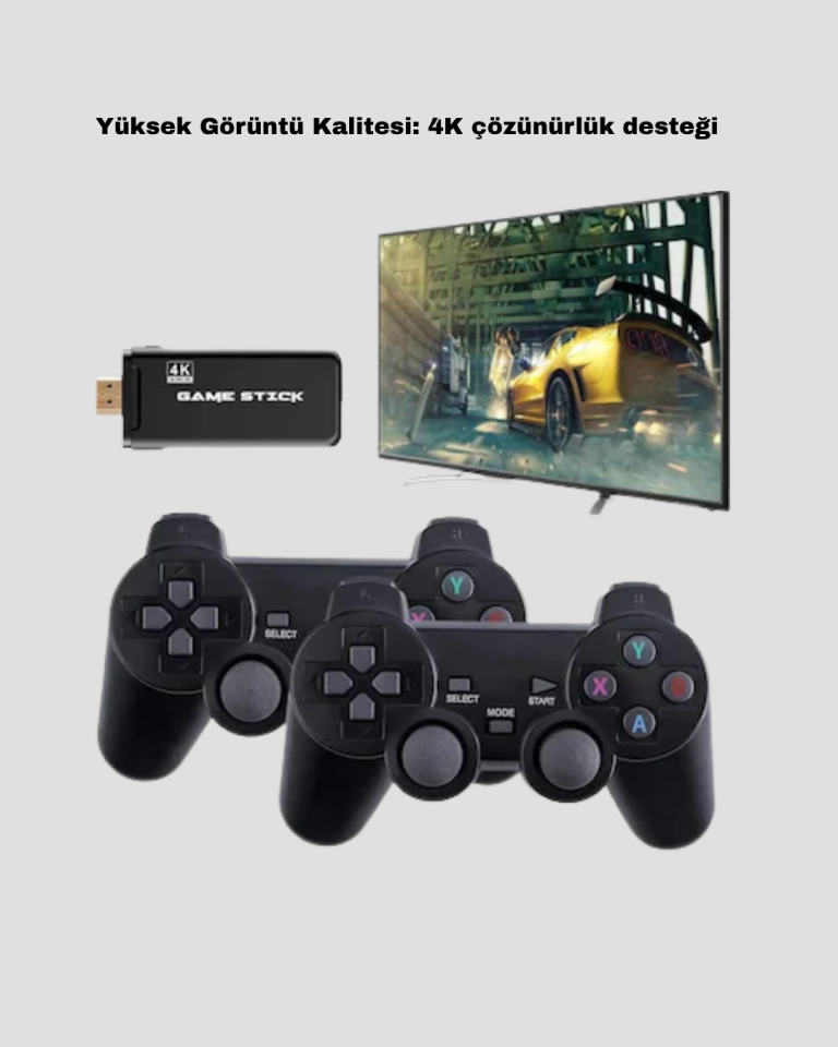 4K Destekli Kablosuz Retro Atari Oyun Konsolu – 20000 Oyun, 2 Kolu