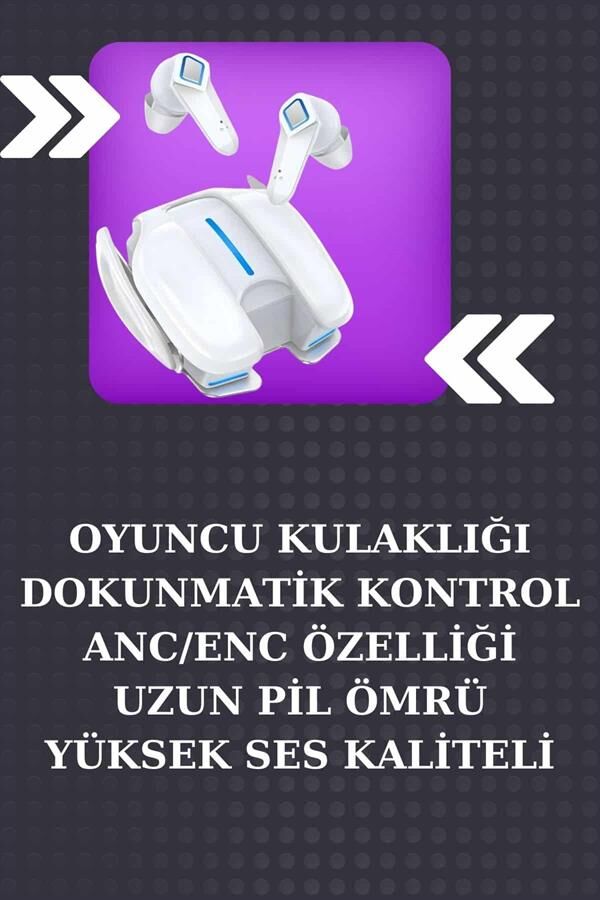 Oyuncu Kulaklığı Gamer ANC Özellikli ve Kadınlara Özel Akıllı Saat Sesli Görüşme Bildirim Görme