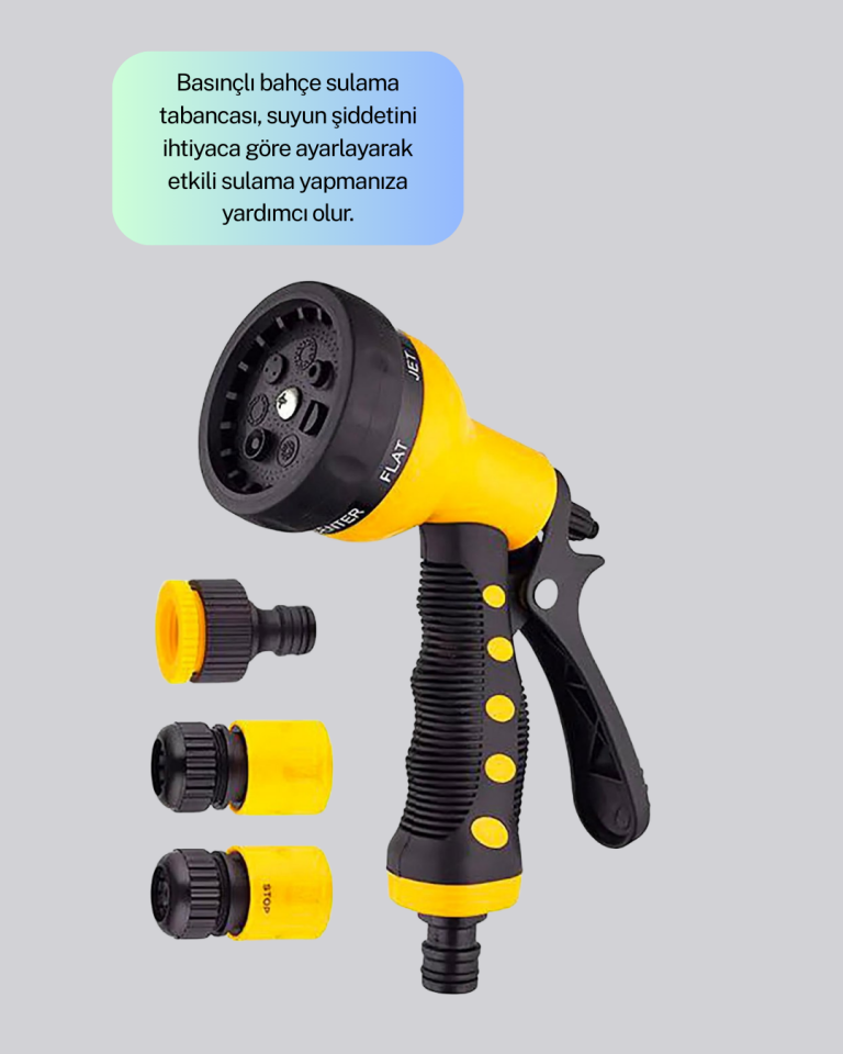 Ayarlanabilir Basınçlı 8 Modlu Bahçe Sulama Tabancası Hortum Aparatı