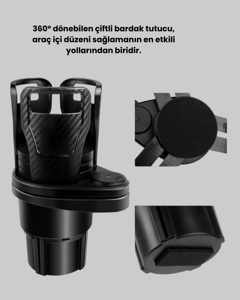 Araç İçi Düzen ve Ambiyans Seti Çift Bardak Tutucu + LED Işık