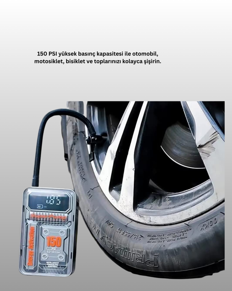 Mini Boy Elektrikli Şarjlı Yüksek Basınçlı Lastik Şişirme Pompası