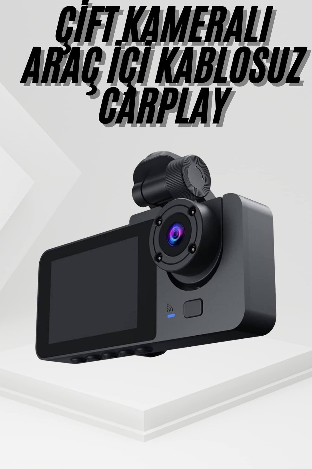 3 Kameralı 2 İnç 1080P Araç İçi Kamera Sürüş Kamerası CarPlay