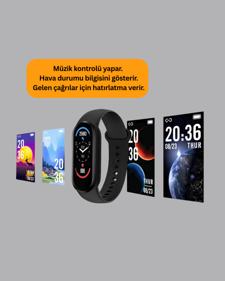 TPU ve Silikon Kordonlu Akıllı Bileklik – 20 Gün Bekleme Süresi