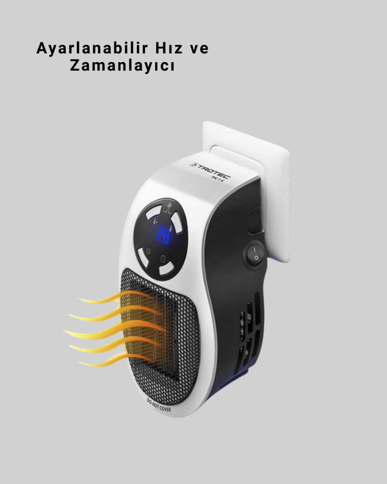 Priz Tipi Mini Isıtıcı LED Ekran Ayarlı Sıcaklık Zamanlayıcı