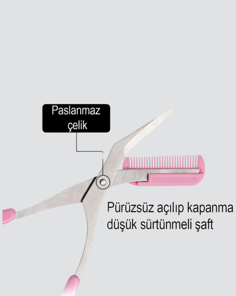 Profesyonel Taraklı Kaş Makası – Evde ve Salon Kullanımına Uygun